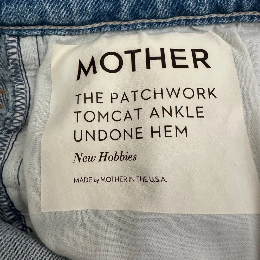 MOTHER The Patchwork Tomcat Ankle Raw Hem New Hobbies Blue 28 - Picture 5 of 16